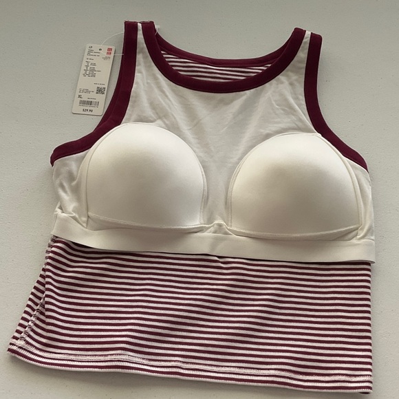 Uniqlo Burgundy and White Striped Tank Top - Picture 4 of 6